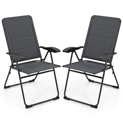 2 Pieces Outdoor Folding Patio Chairs with Adjustable Backrests for Bistro and Backyard
