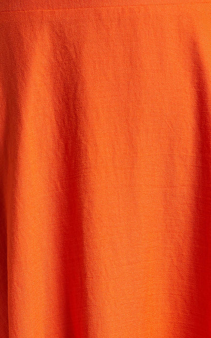 Avie Midi Dress - Twist Strapless Cocktail Dress in Orange