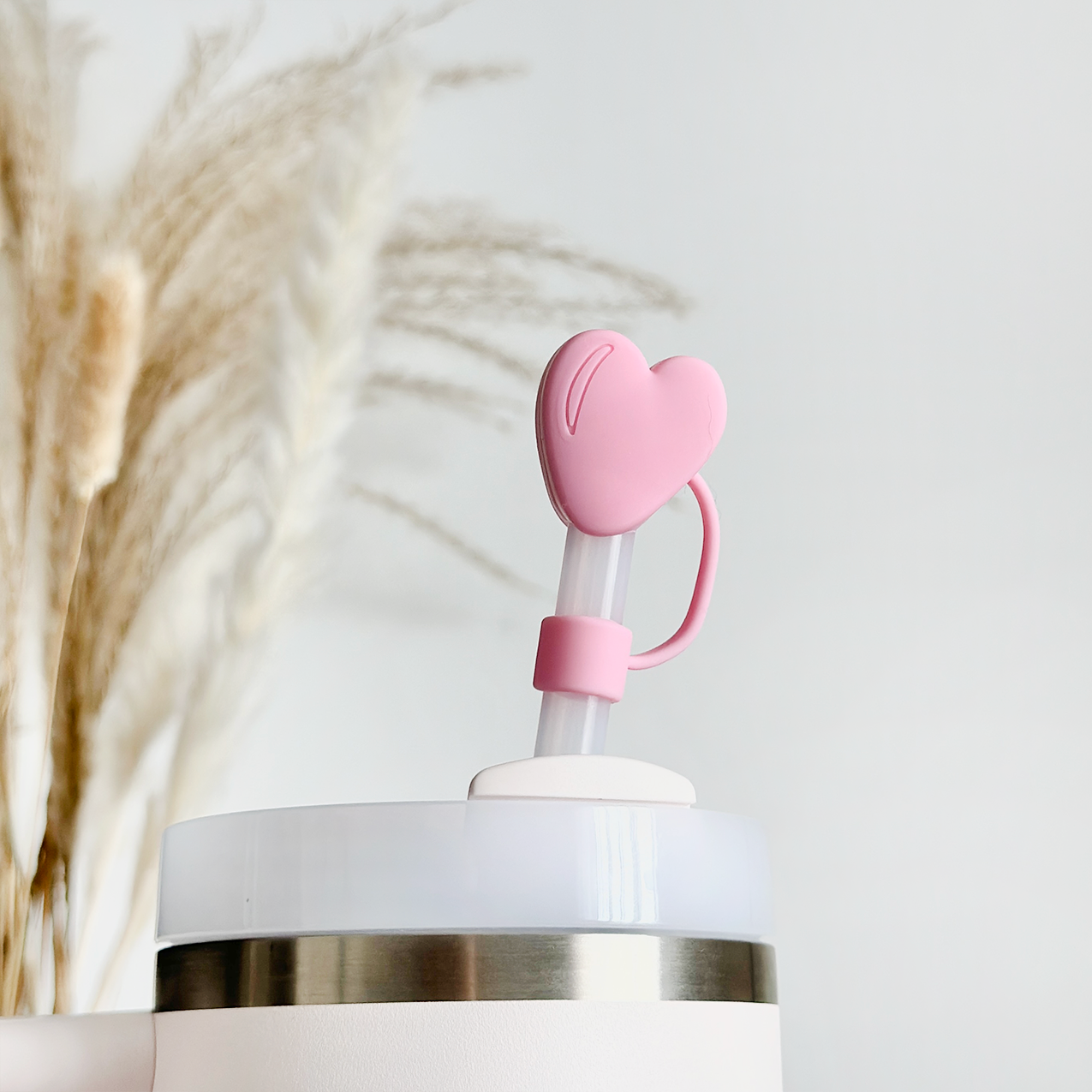 Pink Heart Straw Cover