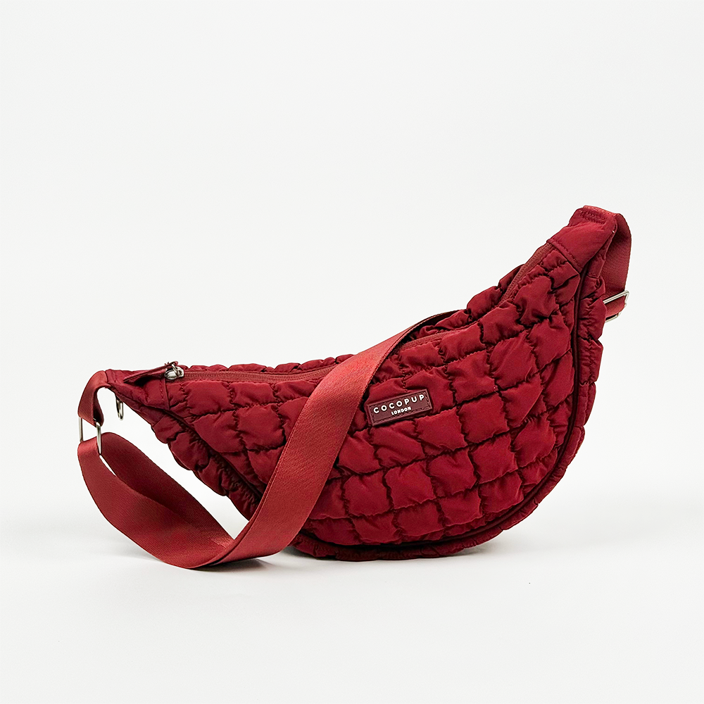 Crossbody Crescent Dog Walking Bag Bundle - Merlot