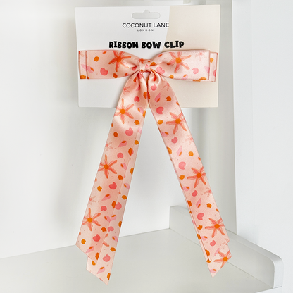Ribbon Bow Clip - Peachy Beach