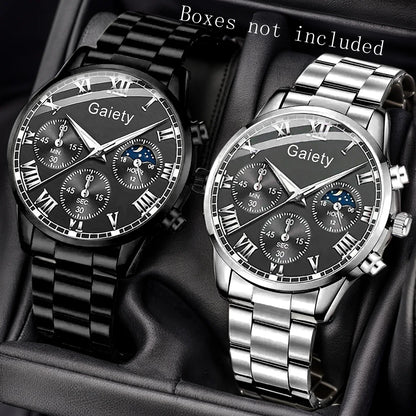 1/2PCS Set Couple Fashion Casual Leather Watches Ladies Simple Dial Quartz Wristwatches Dress Clock Montre Femme