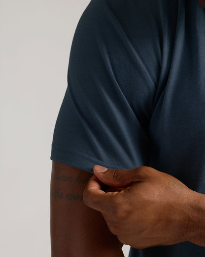 Heather Navy Tall Straight Hem Crew Neck T-Shirt