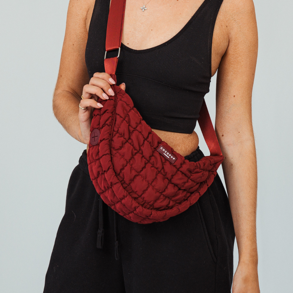 Crossbody Crescent Dog Walking Bag Bundle - Merlot
