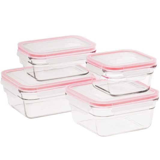 Glasslock Oven Safe Glass Food Containers Mixed Size - Set of 4 | Freezer, Oven & Air Fryer Safe